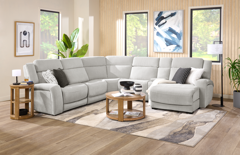 Sofa sectionnel de gauche à inclinaison électrique Legacy de Shaquille O’Neal Home 6 pièces avec confort Shaq-o-pedic - gris 