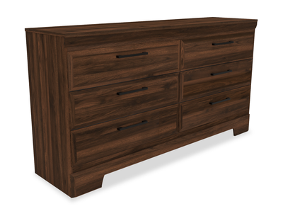 Yorkdale Bedroom 6-Drawer Dresser, 61.4"W x 32.3"H, Made in Canada – Walnut Brown | Commode Yorkdale de 61,4 po (L) x 32,3 po (H) à 6 tiroirs pour la chambre à coucher, fabriquée au Canada - brun noyer | YORKO6DR