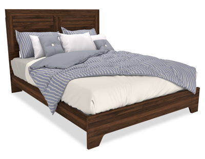 Yorkdale Panel Bed with Headboard & Frame, Made in Canada, Walnut Brown - Queen Size | Lit à panneau Yorkdale fabriqué au Canada avec tête de lit et cadre, brun noyer - format grand lit