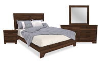 Ensemble de chambre à coucher Yorkdale 6 pièces avec lit à panneau, commode, miroir et table de nuit, brun noyer - format grand lit