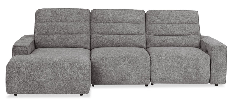 Sofa sectionnel de gauche Prestige de Shaquille O’Neal Home 3 pièces avec inclinaison électrique - gris