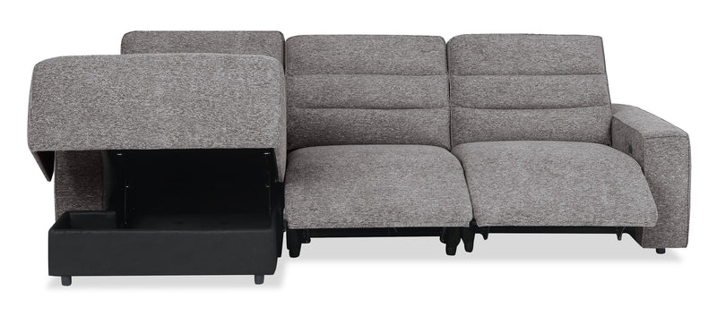 Sofa sectionnel de gauche Prestige de Shaquille O’Neal Home 3 pièces avec inclinaison électrique - gris