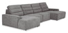 Sofa sectionnel Prestige de Shaquille O’Neal Home 4 pièces avec coulissement électrique et fauteuil long de rangement - gris