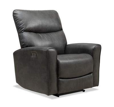 Quest 36.5" Leather-Look Fabric Power Reclining Chair - Grey | Fauteuil à inclinaison électrique Quest de 36,5 po en cuir contrecollé - gris