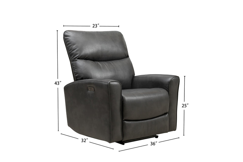 Fauteuil à inclinaison électrique Quest de 36,5 po en cuir contrecollé - gris