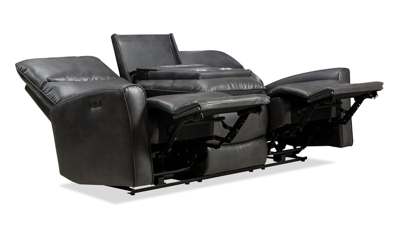 Sofa à inclinaison électrique Quest de 82,5 po en cuir contrecollé - gris