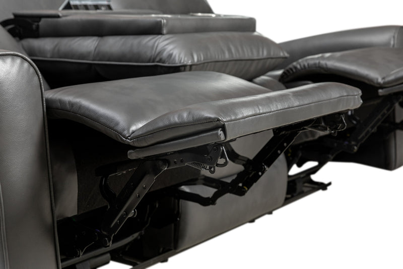 Sofa à inclinaison électrique Quest de 82,5 po en cuir contrecollé - gris
