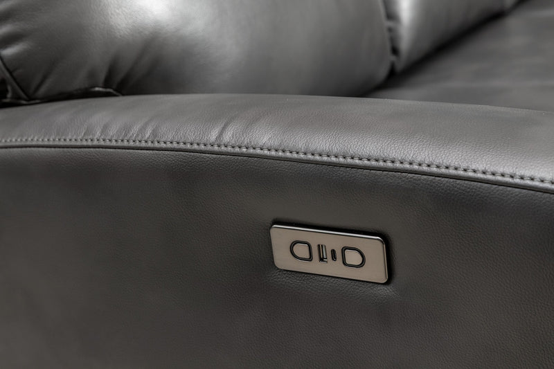 Sofa à inclinaison électrique Quest de 82,5 po en cuir contrecollé - gris