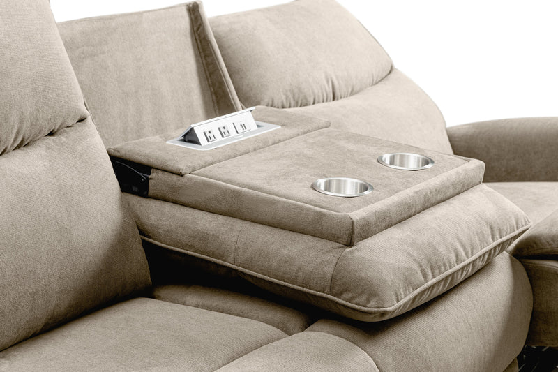 Sofa à inclinaison électrique Quest de 82,5 po en tissu de chenille- pavé