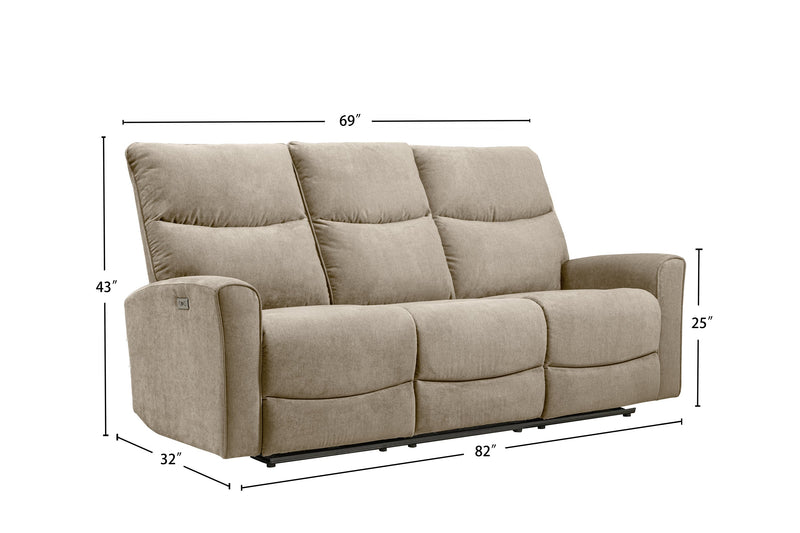 Sofa à inclinaison électrique Quest de 82,5 po en tissu de chenille- pavé