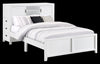 Lit plateforme Quinn avec tête de lit bibliothèque, bureau intégré et tabouret, blanc - format lit double