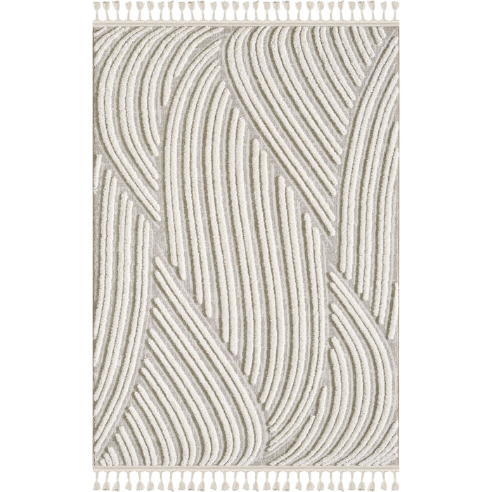 Carpette à poil long brossé Quinto à motif de vagues - 5 pi 7 po x 7 pi 