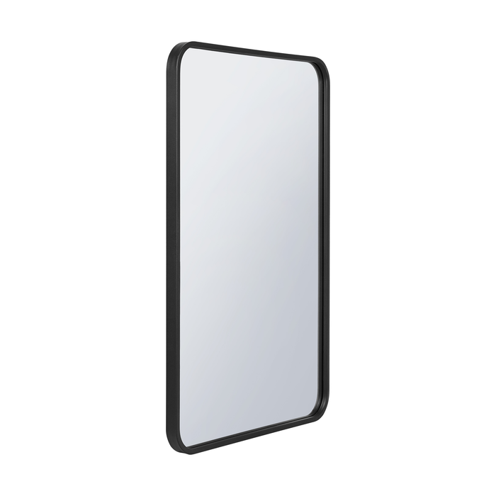 Miroir rectangulaire Arcus 30 po x 40 po fabriqué à la main avec coin arrondi - noir