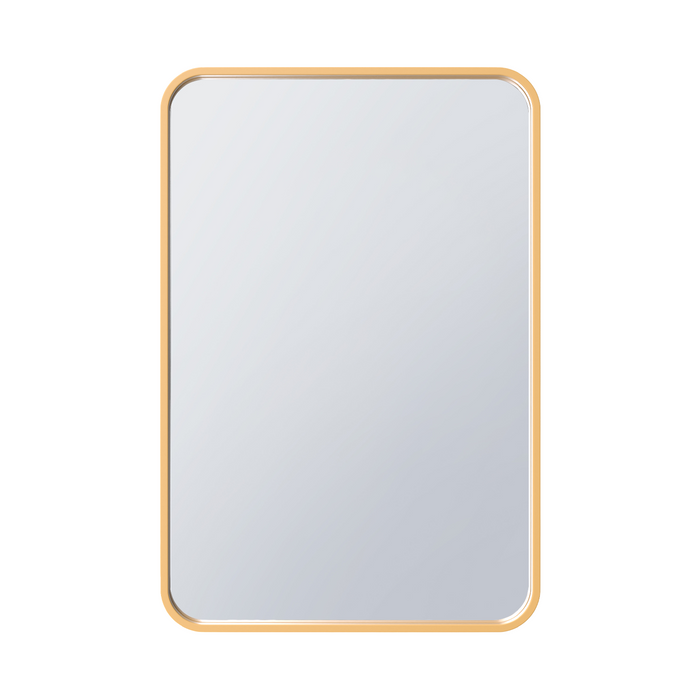 Miroir rectangulaire Arcus 30 po x 40 po fabriqué à la main avec coin arrondi - doré