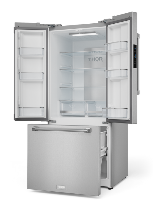 Réfrigérateur collection Gordon Ramsay de Thor Kitchen de 30 po et de 17,5 pi3 de profondeur comptoir à portes françaises - RF3017FFD99