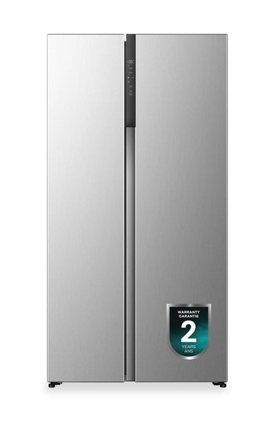Hisense 36” 19.2 Cu. Ft. Silver Side-by-Side Refrigerator with Recessed Handle – Stainless Steel - RS19C2ASD | Réfrigérateur Hisense de 19,2 pi3 et de 36 po à compartiments juxtaposés avec poignée encastrée - acier inoxydable - RS19C2ASD