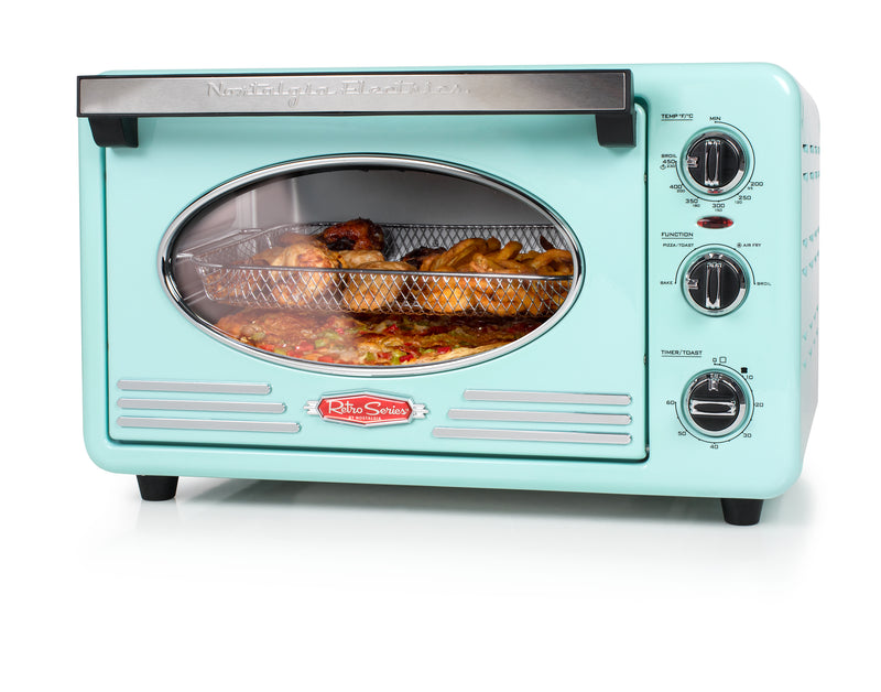 Four grille-pain rétro à convection et à 12 tranches de Nostalgia, turquoise - RTOV2AQ
