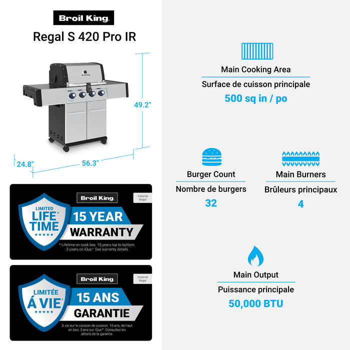 Broil King Regal S 420 Pro 4-bruleurs 50 000 BTU Barbecue a gaz naturel - 956317