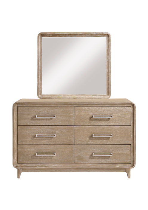 Miroir de commode de chambre à coucher Sasha - brun chêne naturel
