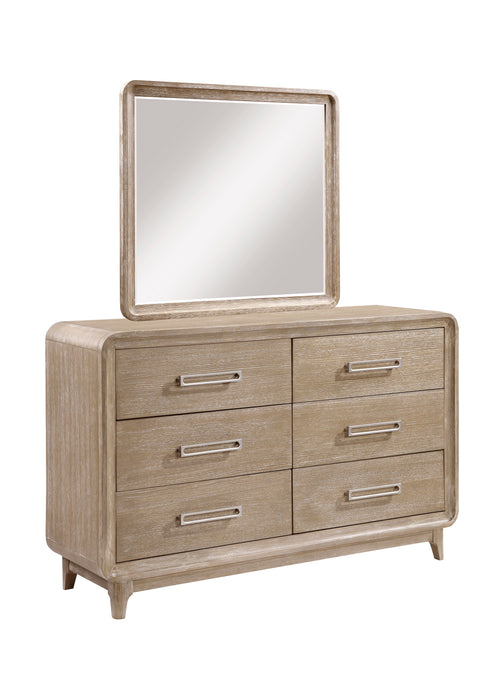 Miroir de commode de chambre à coucher Sasha - brun chêne naturel