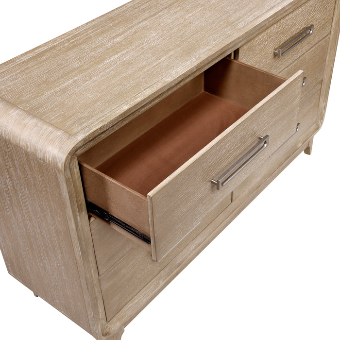 Commode de chambre à coucher Sasha de 62 po (L) x 38 po (H) à 6 tiroirs - brun chêne naturel