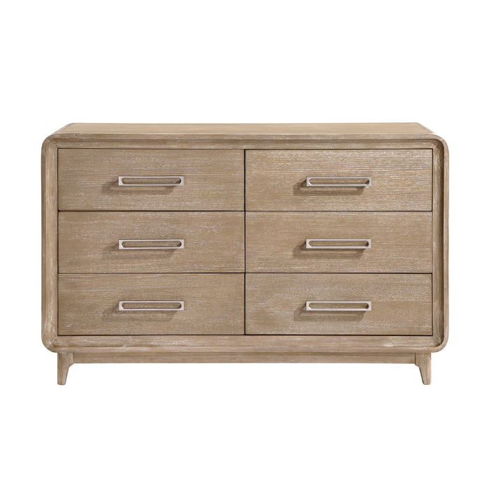 Commode de chambre à coucher Sasha de 62 po (L) x 38 po (H) à 6 tiroirs - brun chêne naturel