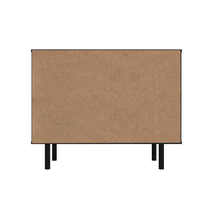 Desserte Liam de Manhattan Comfort de style moderne du milieu du 20e siècle avec 4 tablettes - noire et brune