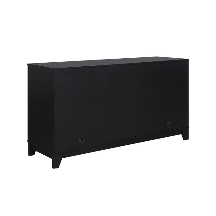 Desserte moderne Sheridan de Manhattan Comfort de 59,05 po avec roseau et tablettes réglables - noire