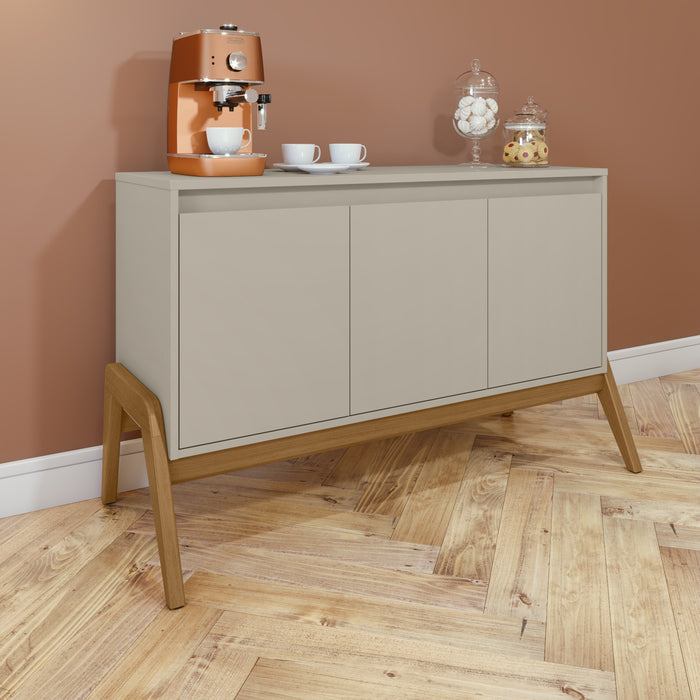 Desserte Gales de Manhattan Comfort de 48,50 po de style moderne du milieu du 20e siècle avec pattes en bois massif - greige