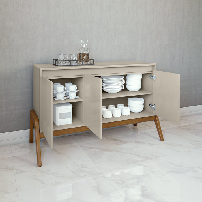 Desserte Gales de Manhattan Comfort de 48,50 po de style moderne du milieu du 20e siècle avec pattes en bois massif - greige