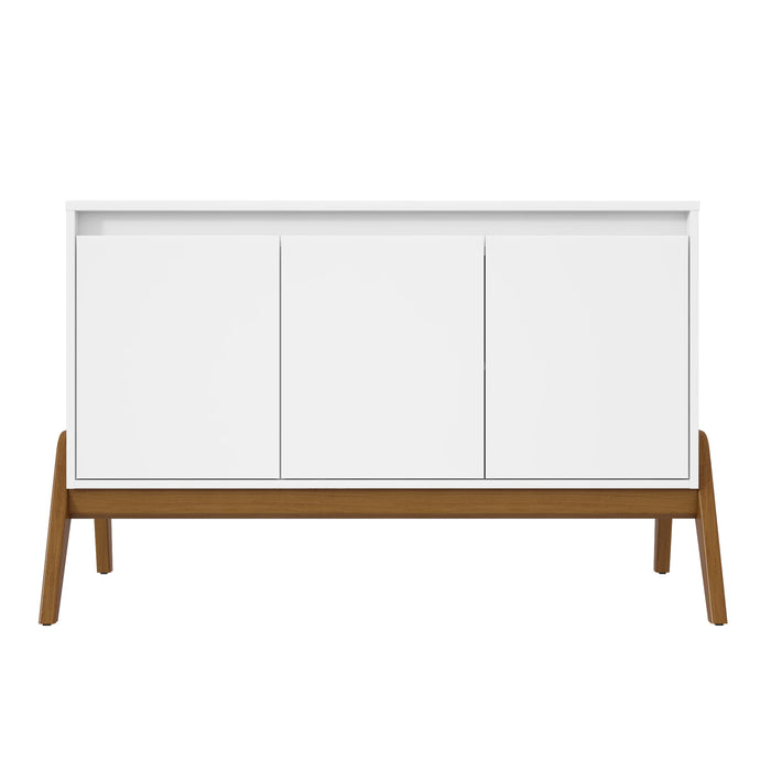 Desserte moderne du milieu du 20e siècle Gales de Manhattan Comfort de 48,50 po avec pattes en bois massif - blanc mat