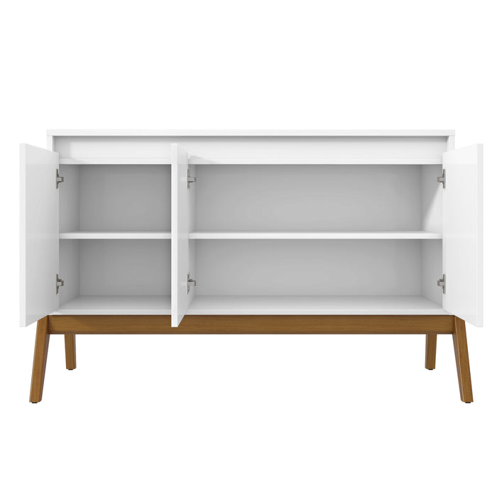 Desserte moderne du milieu du 20e siècle Gales de Manhattan Comfort de 48,50 po avec pattes en bois massif - blanc mat