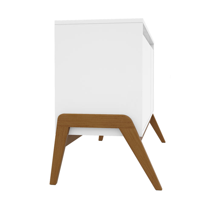 Desserte moderne du milieu du 20e siècle Gales de Manhattan Comfort de 48,50 po avec pattes en bois massif - blanc mat