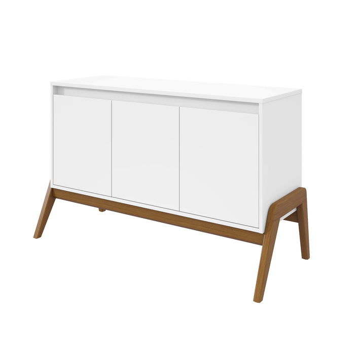 Desserte moderne du milieu du 20e siècle Gales de Manhattan Comfort de 48,50 po avec pattes en bois massif - blanc mat