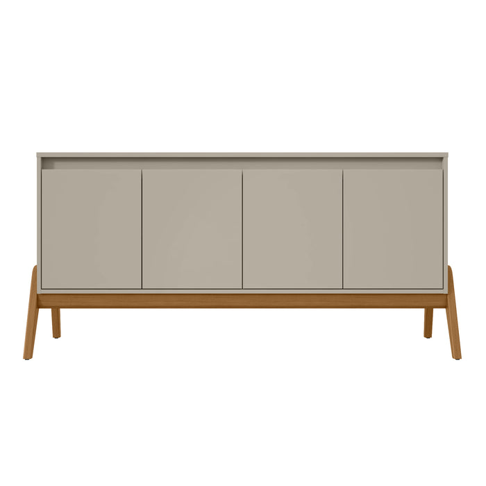 Desserte Gales de Manhattan Comfort de 63,32 po de style moderne du milieu du 20e siècle avec pattes en bois massif - greige
