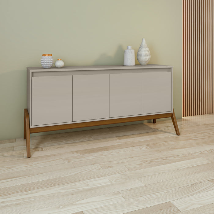 Desserte Gales de Manhattan Comfort de 63,32 po de style moderne du milieu du 20e siècle avec pattes en bois massif - greige