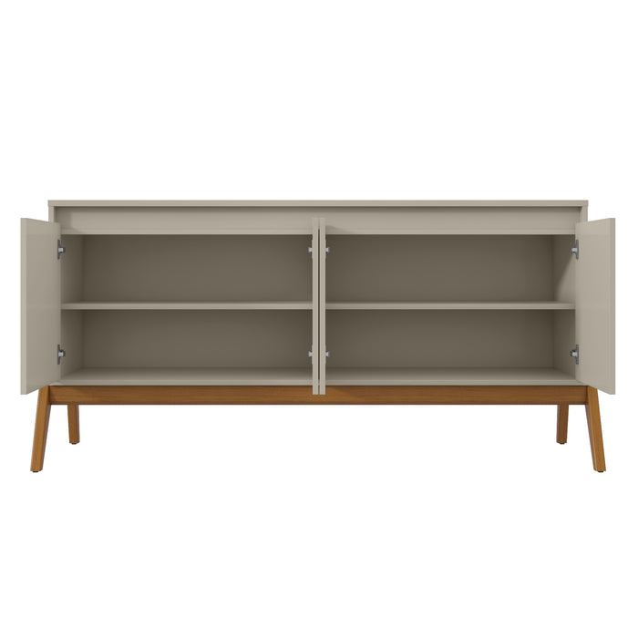 Desserte Gales de Manhattan Comfort de 63,32 po de style moderne du milieu du 20e siècle avec pattes en bois massif - greige