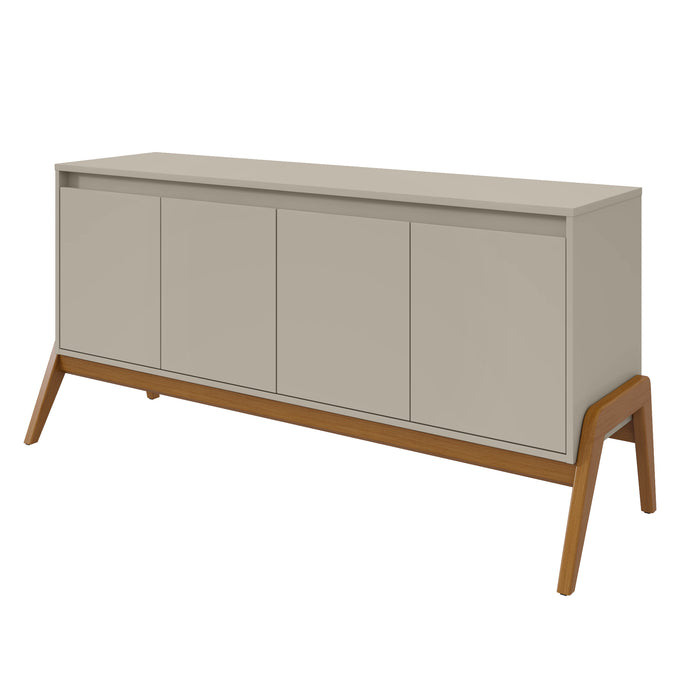 Desserte Gales de Manhattan Comfort de 63,32 po de style moderne du milieu du 20e siècle avec pattes en bois massif - greige