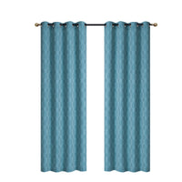 Rideau de 96 po bleu en jacquard à motif d’arbres - ensemble de 2