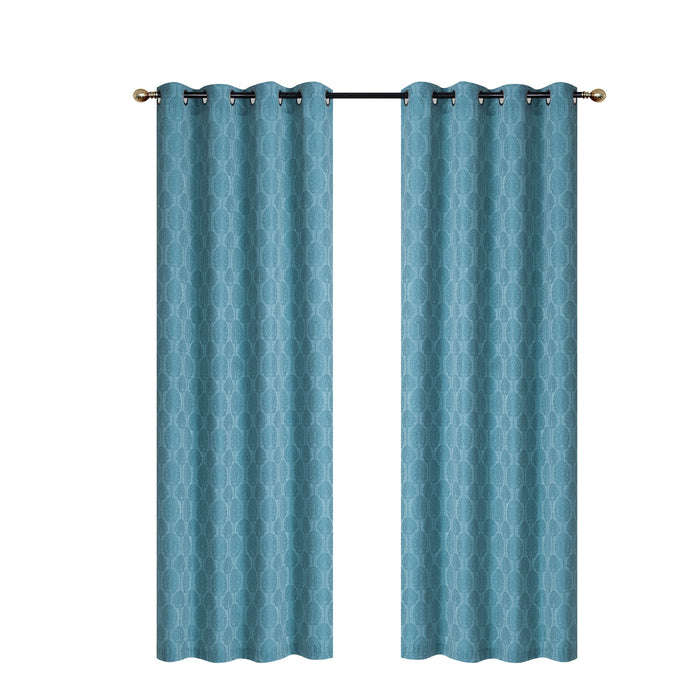 Rideau de 96 po bleu en jacquard à motif d’arbres - ensemble de 2