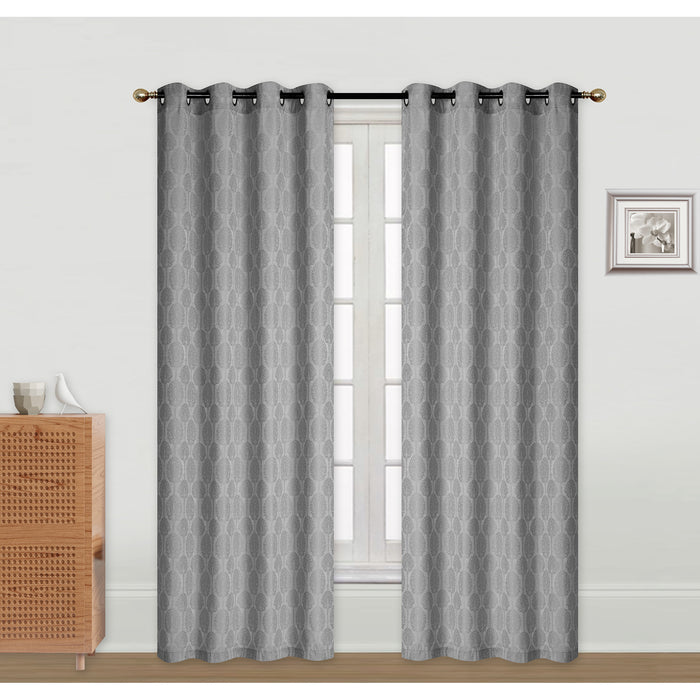 Rideau de 96 po gris en jacquard à motif d’arbres - ensemble de 2