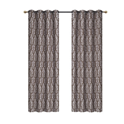 Embroidered Panel Fern Chocolate 96" - Set of 2 Drapes and Blinds|Panneau brodé chocolat de 96 po à motif de fougère - ensemble de 2 rideaux et stores