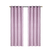 Panneau brodé rose foncé de 84 po à motif de fougère - ensemble de 2 rideaux et stores