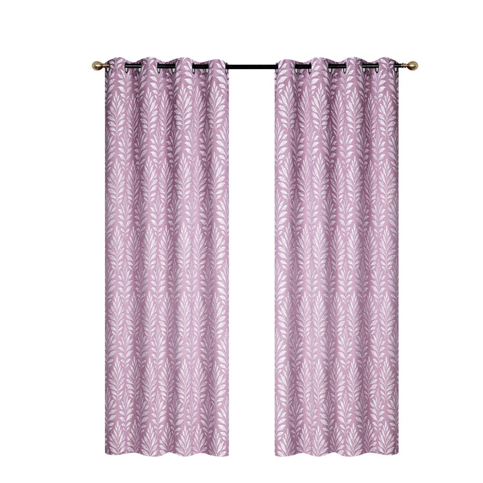 Panneau brodé rose foncé de 84 po à motif de fougère - ensemble de 2 rideaux et stores