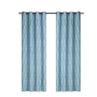 Panneau brodé bleu sarcelle de 84 po à motif de fougère - ensemble de 2 rideaux et stores