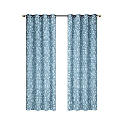 Embroidered Panel Fern Teal 84" - Set of 2 Drapes and Blinds|Panneau brodé bleu sarcelle de 84 po à motif de fougère - ensemble de 2 rideaux et stores