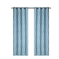Panneau brodé bleu sarcelle de 96 po à motif de fougère - ensemble de 2 rideaux et stores