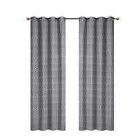 Rideau de 96 po gris en jacquard à motif cubique - ensemble de 2