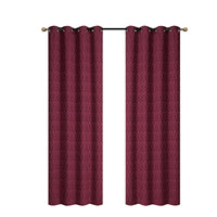 Rideau de 96 po rouge en jacquard à motif cubique - ensemble de 2