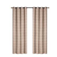 Rideau de 96 po taupe en jacquard à motif cubique - ensemble de 2